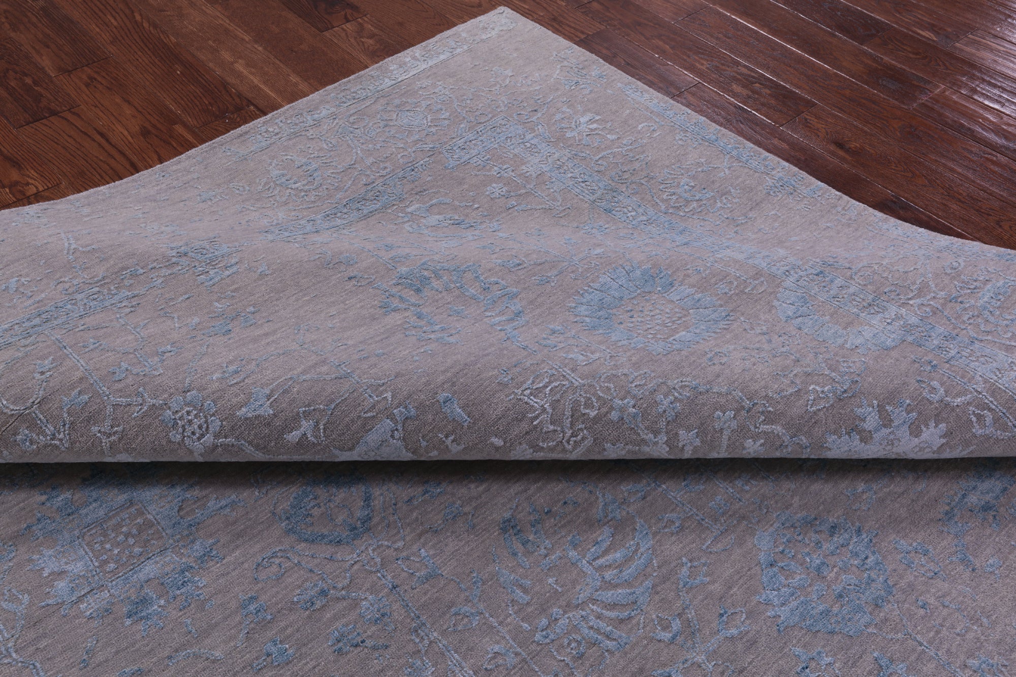 Grey Persian Tabriz Handmade Wool & Silk Rug - 8' 0" X 10' 1" - Golden Nile