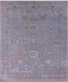Grey Persian Tabriz Hand Knotted Wool & Silk Rug - 8' 0" X 9' 9" - Golden Nile