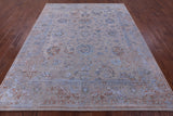 Grey Persian Tabriz Hand Knotted Wool & Silk Rug - 8' 0" X 9' 9" - Golden Nile