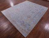 Grey Persian Tabriz Hand Knotted Wool & Silk Rug - 8' 0" X 9' 9" - Golden Nile