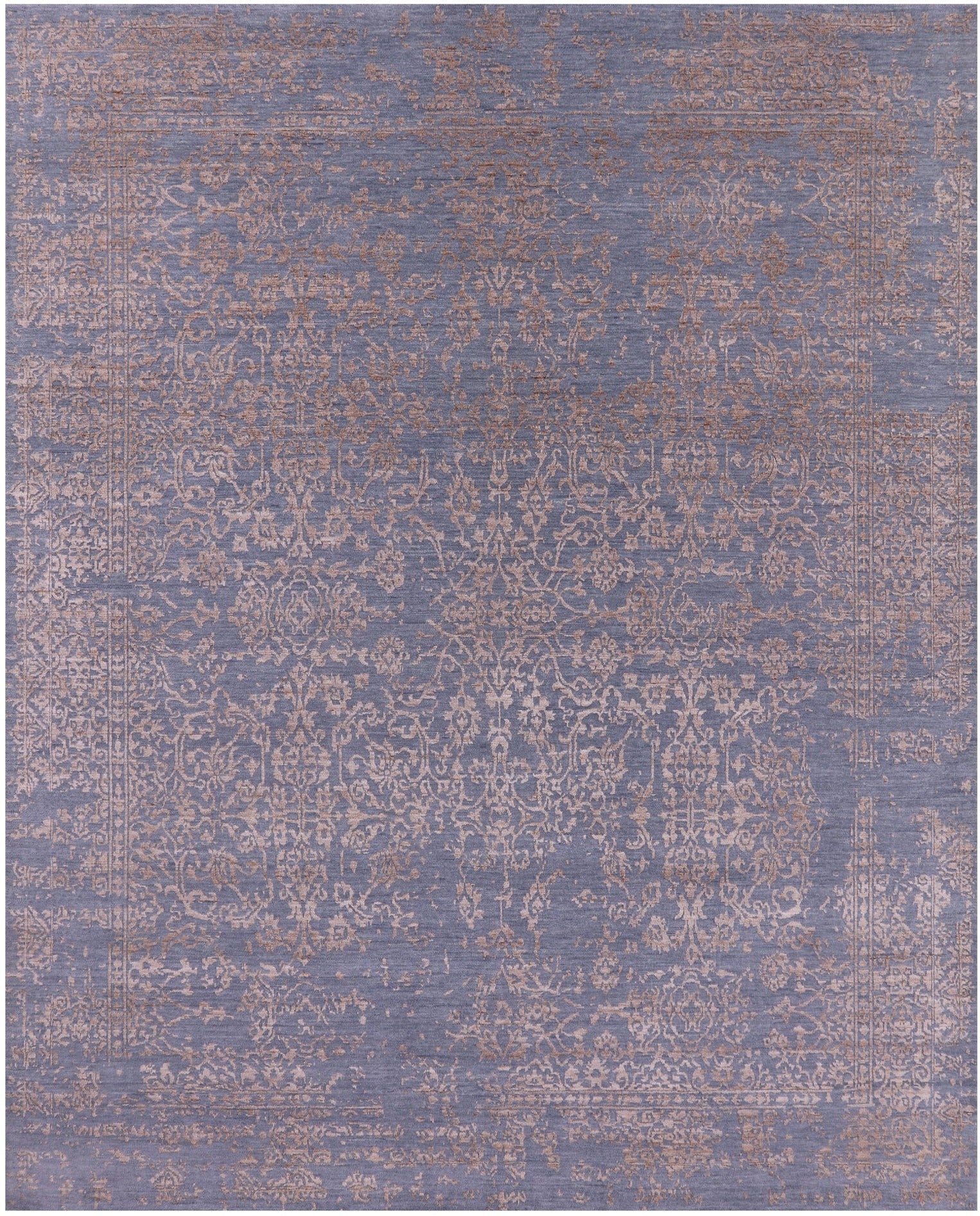 Grey Persian Hand Knotted Wool & Silk Rug - 8' 1" X 10' 1" - Golden Nile