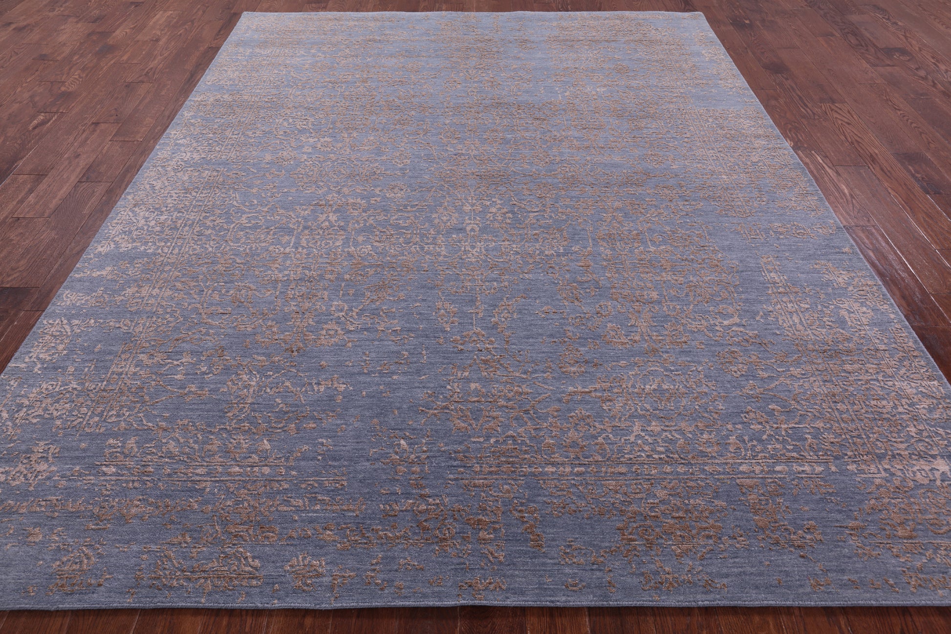 Grey Persian Hand Knotted Wool & Silk Rug - 8' 1" X 10' 1" - Golden Nile