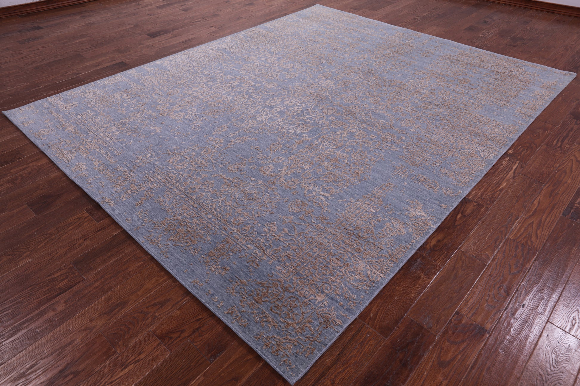 Grey Persian Hand Knotted Wool & Silk Rug - 8' 1" X 10' 1" - Golden Nile