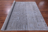 Grey Persian Hand Knotted Wool & Silk Rug - 8' 0" X 10' 0" - Golden Nile