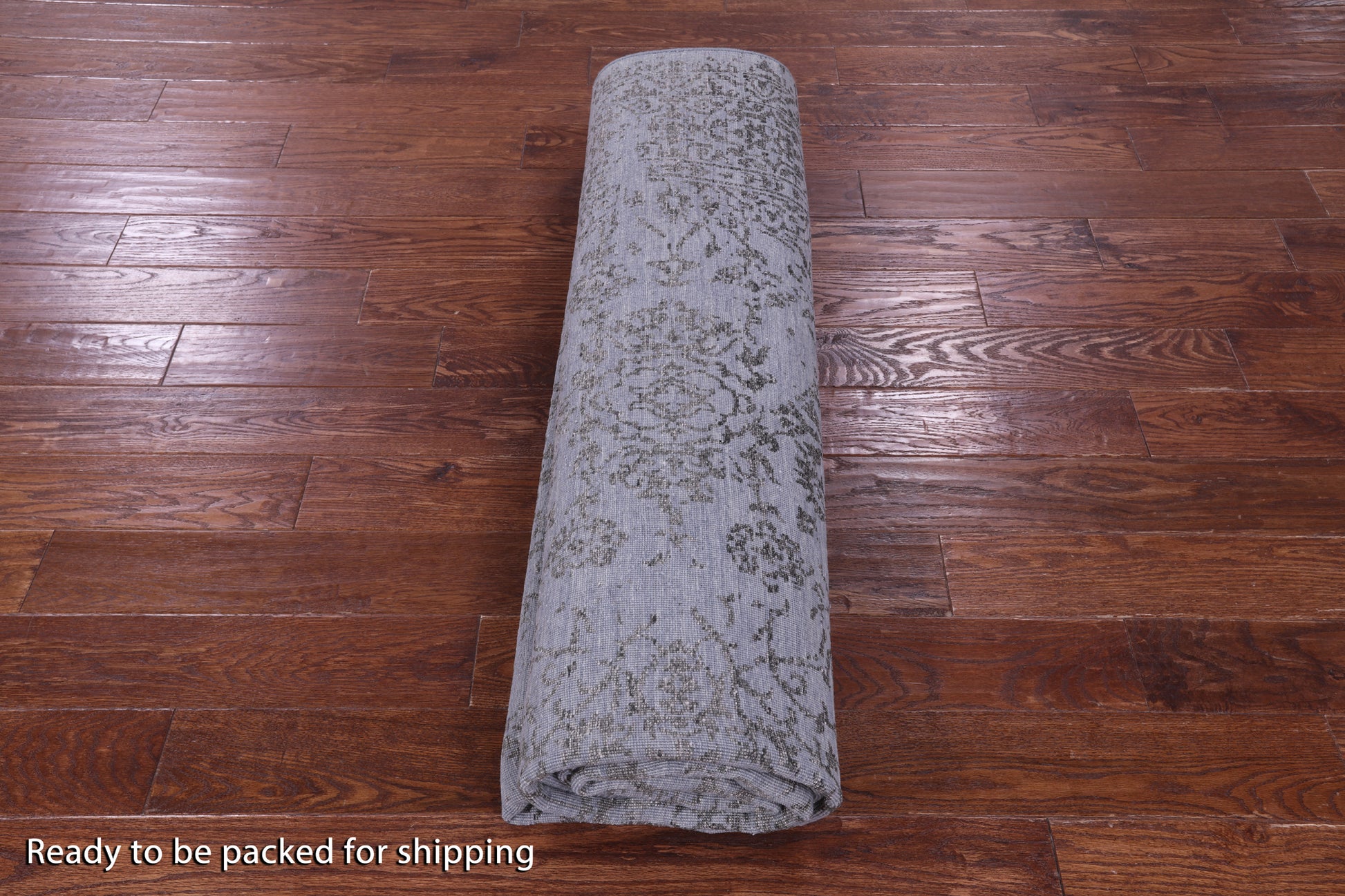 Grey Persian Hand Knotted Wool & Silk Rug - 8' 0" X 10' 0" - Golden Nile