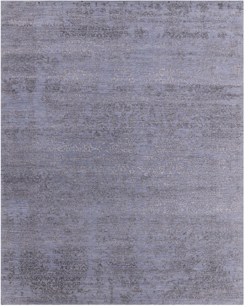 Grey Persian Hand Knotted Wool & Silk Rug - 8' 0" X 10' 0" - Golden Nile