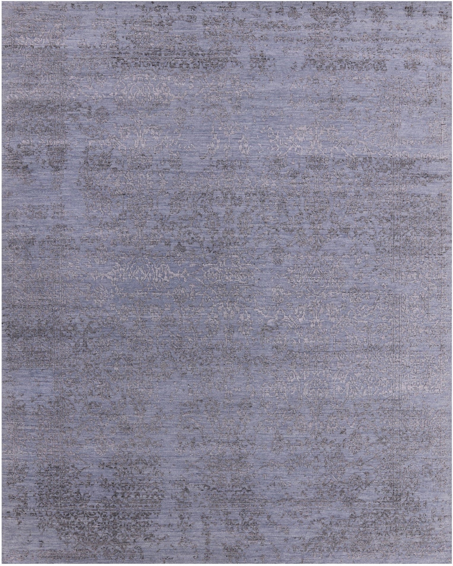 Grey Persian Hand Knotted Wool & Silk Rug - 8' 0" X 10' 0" - Golden Nile