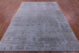 Grey Persian Hand Knotted Wool & Silk Rug - 8' 0" X 10' 0" - Golden Nile