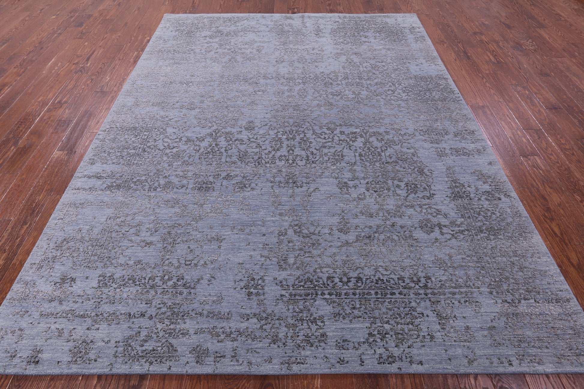 Grey Persian Hand Knotted Wool & Silk Rug - 8' 0" X 10' 0" - Golden Nile