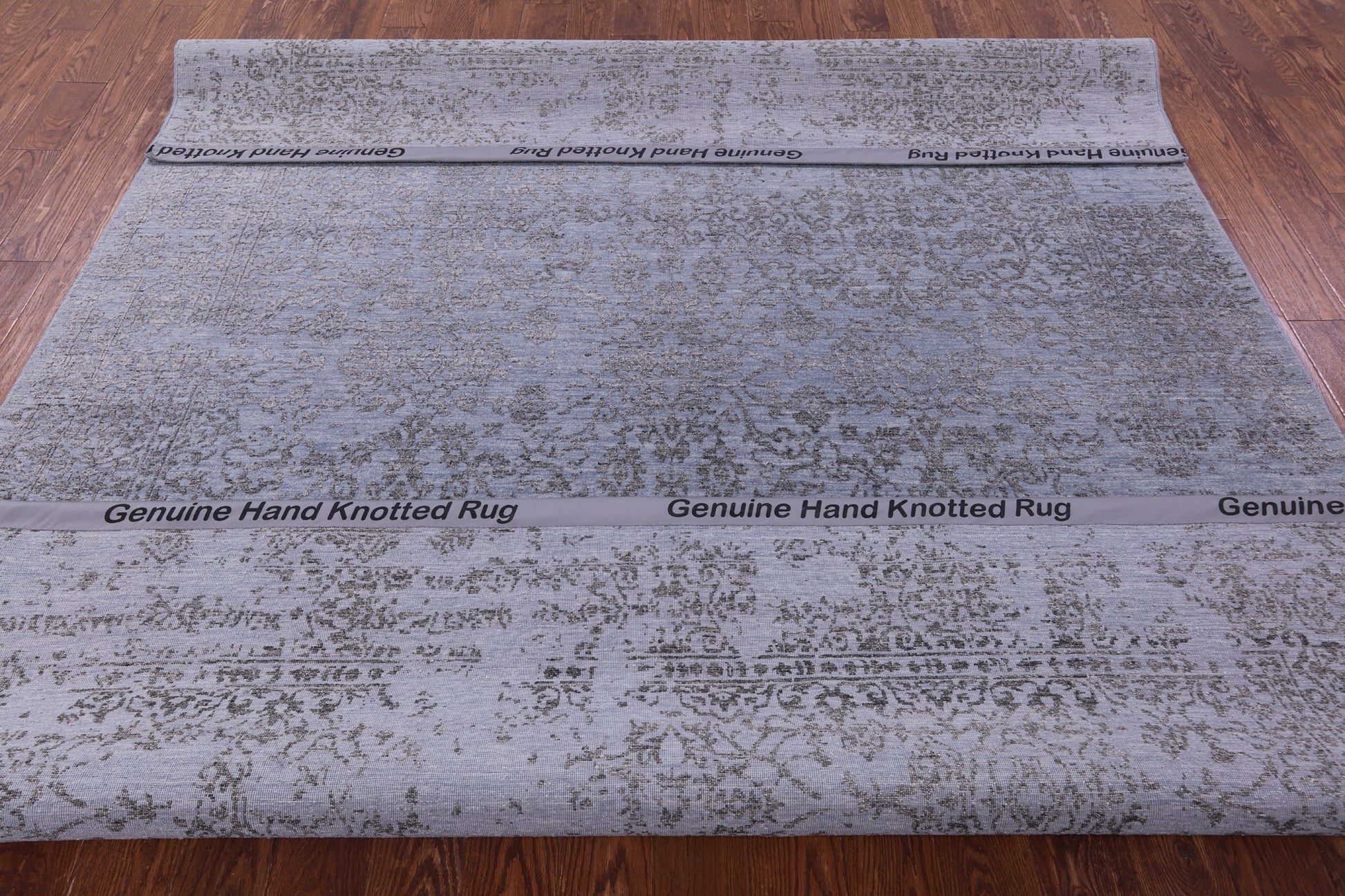 Grey Persian Hand Knotted Wool & Silk Rug - 8' 0" X 10' 0" - Golden Nile