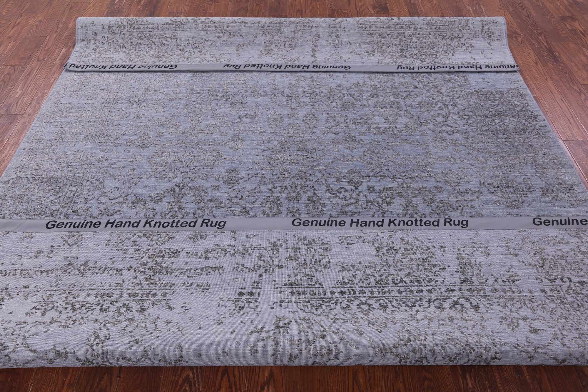 Grey Persian Hand Knotted Wool & Silk Rug - 8' 0" X 10' 0" - Golden Nile