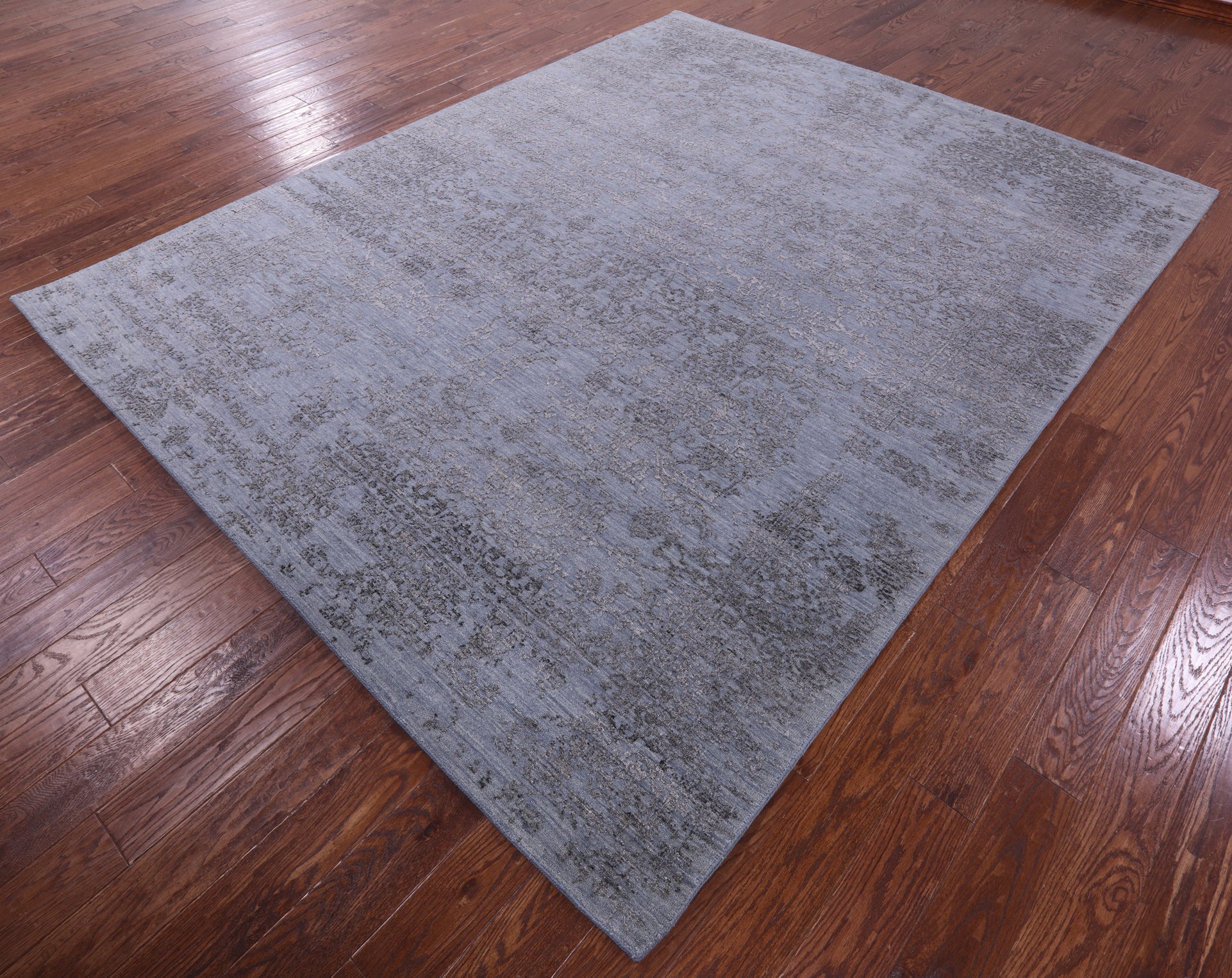 Grey Persian Hand Knotted Wool & Silk Rug - 8' 0" X 10' 0" - Golden Nile