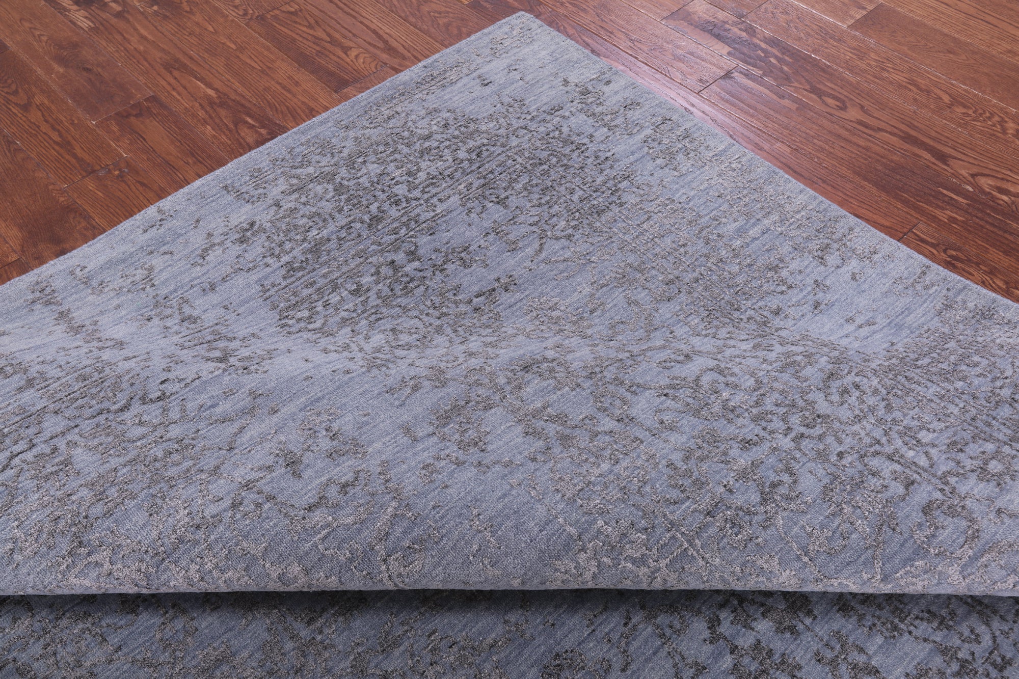 Grey Persian Hand Knotted Wool & Silk Rug - 8' 0" X 10' 0" - Golden Nile