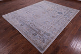 Grey Persian Tabriz Hand Knotted Wool & Silk Rug - 8' 1" X 9' 10" - Golden Nile