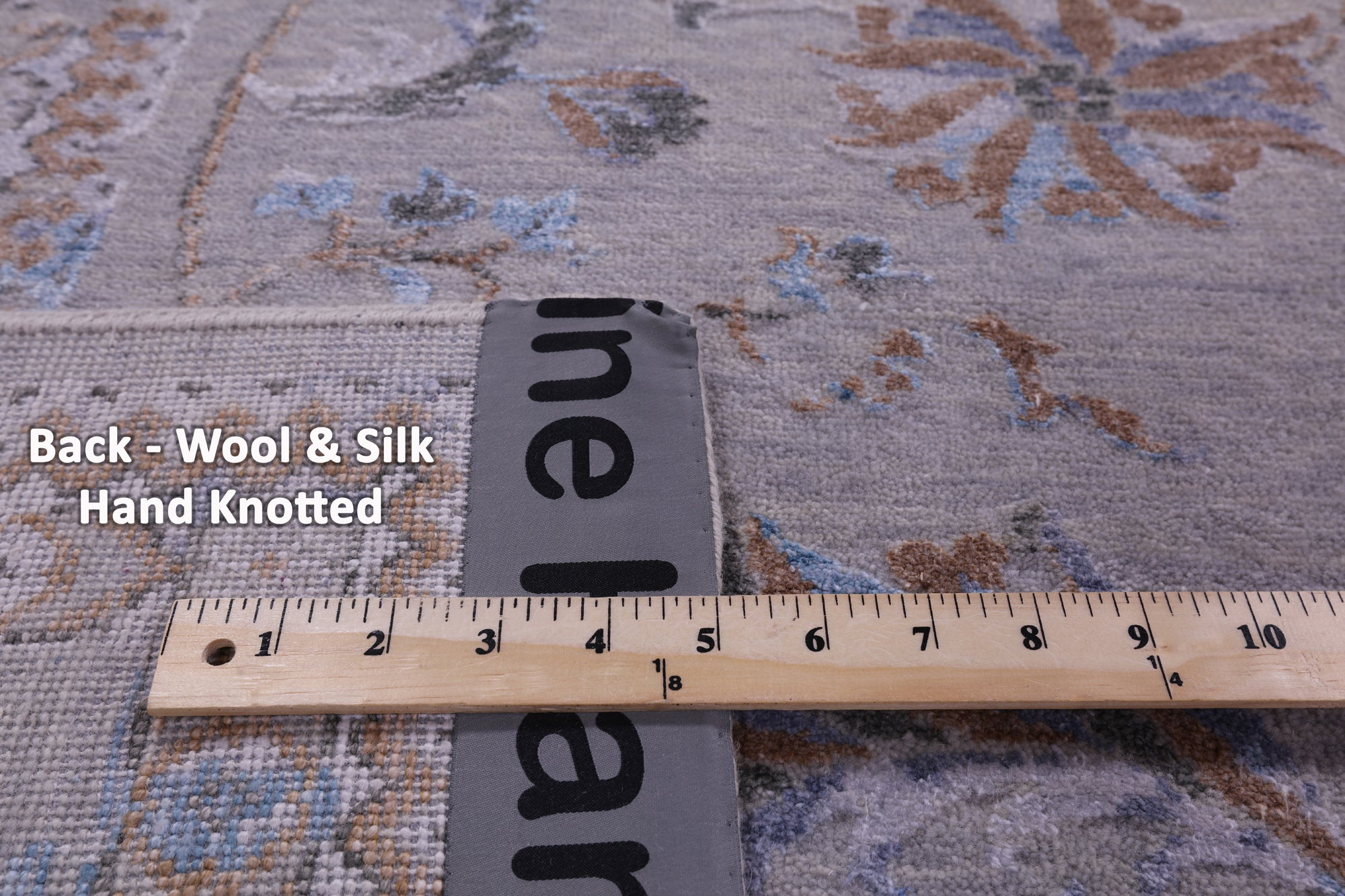 Grey Persian Tabriz Hand Knotted Wool & Silk Rug - 8' 1" X 9' 10" - Golden Nile