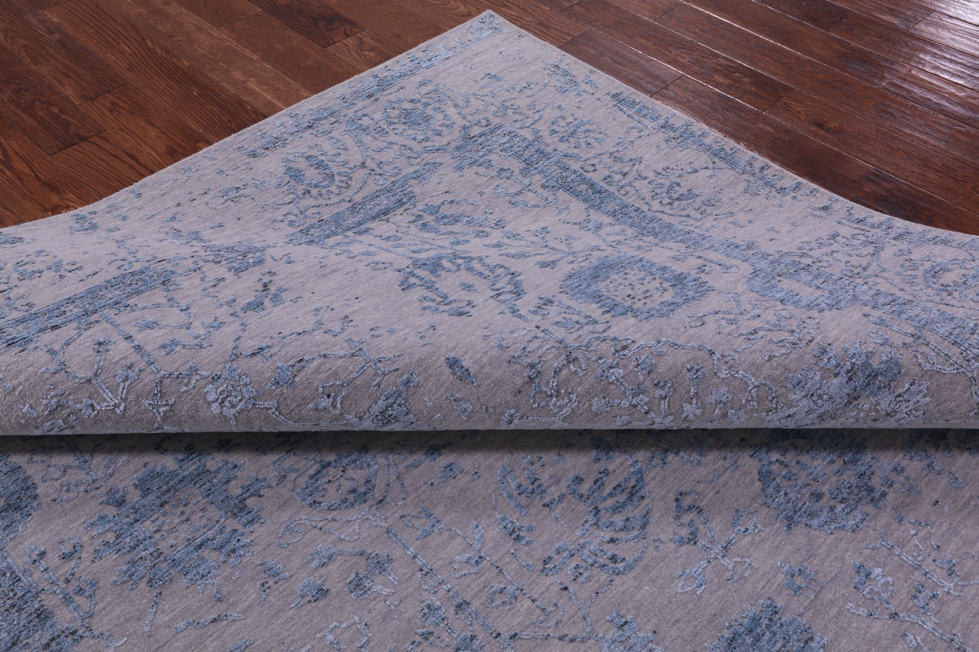 Grey Persian Tabriz Hand Knotted Wool & Silk Rug - 7' 11" X 9' 8" - Golden Nile