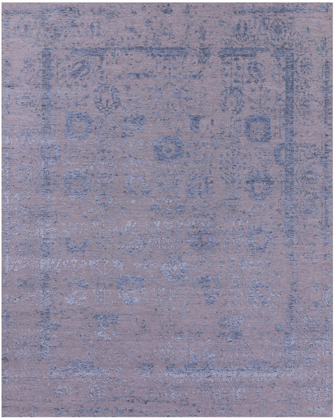 Grey Persian Tabriz Hand Knotted Wool & Silk Rug - 7' 11" X 9' 8" - Golden Nile
