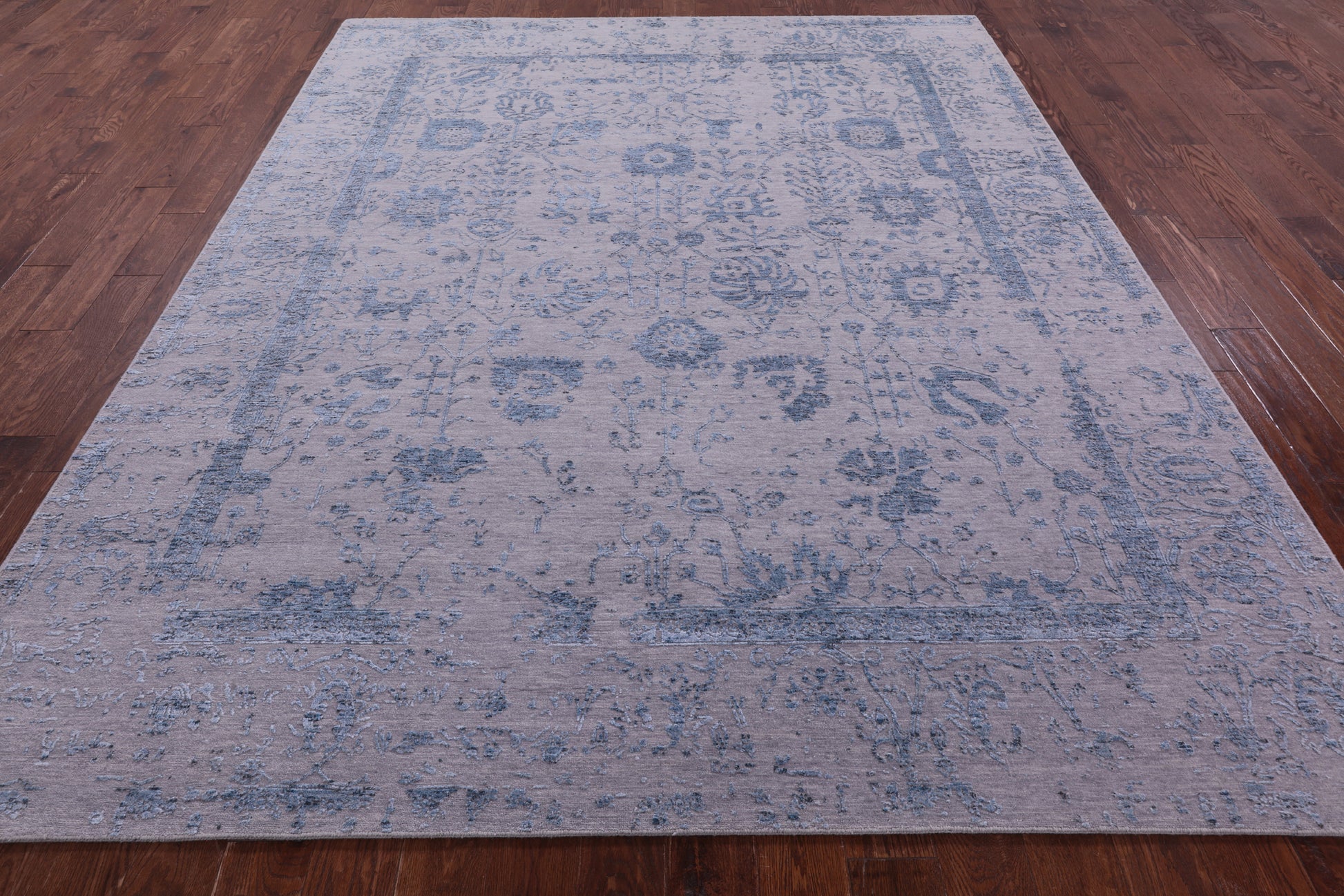 Grey Persian Tabriz Hand Knotted Wool & Silk Rug - 7' 11" X 9' 8" - Golden Nile