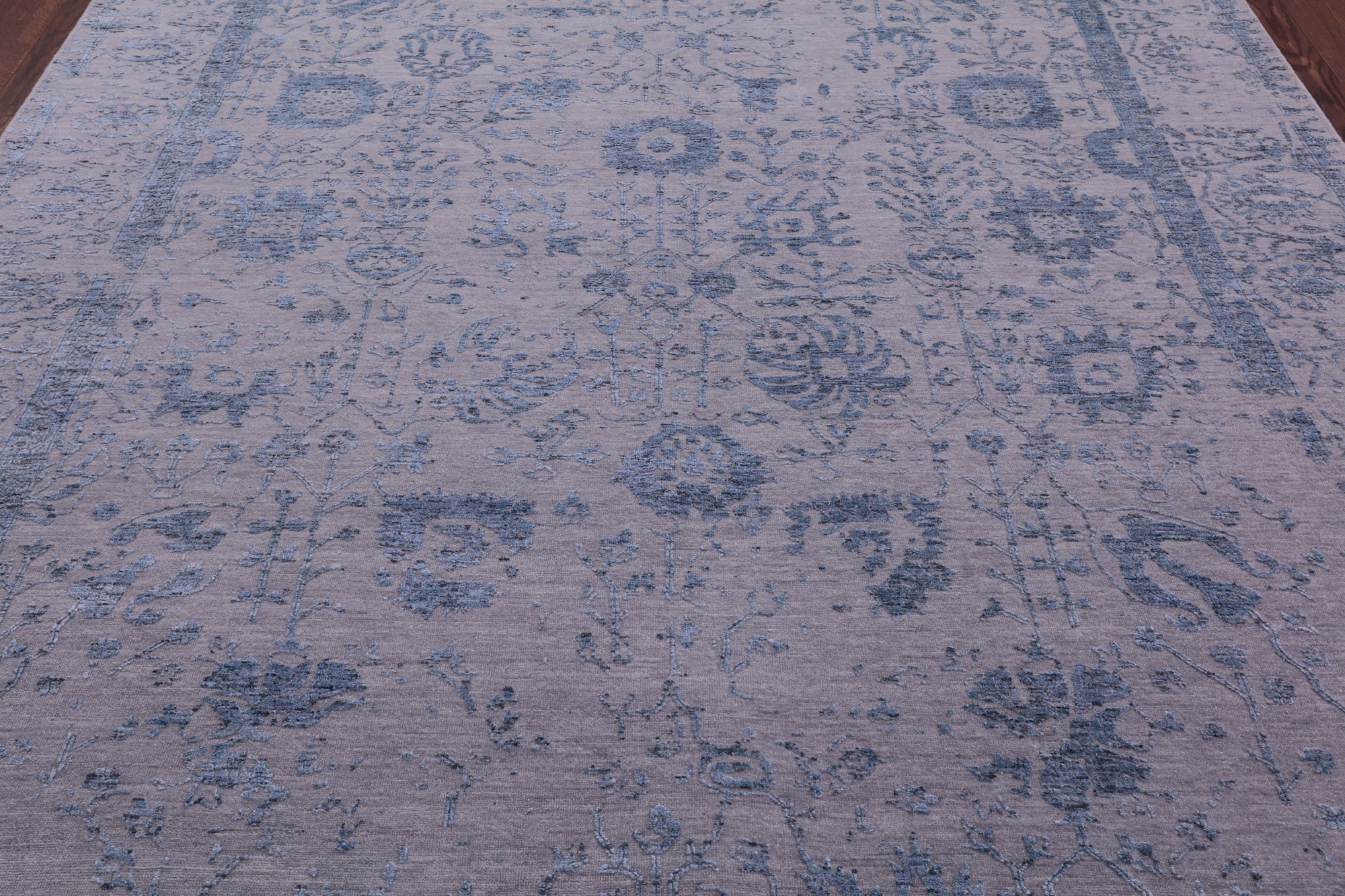 Grey Persian Tabriz Hand Knotted Wool & Silk Rug - 7' 11" X 9' 8" - Golden Nile
