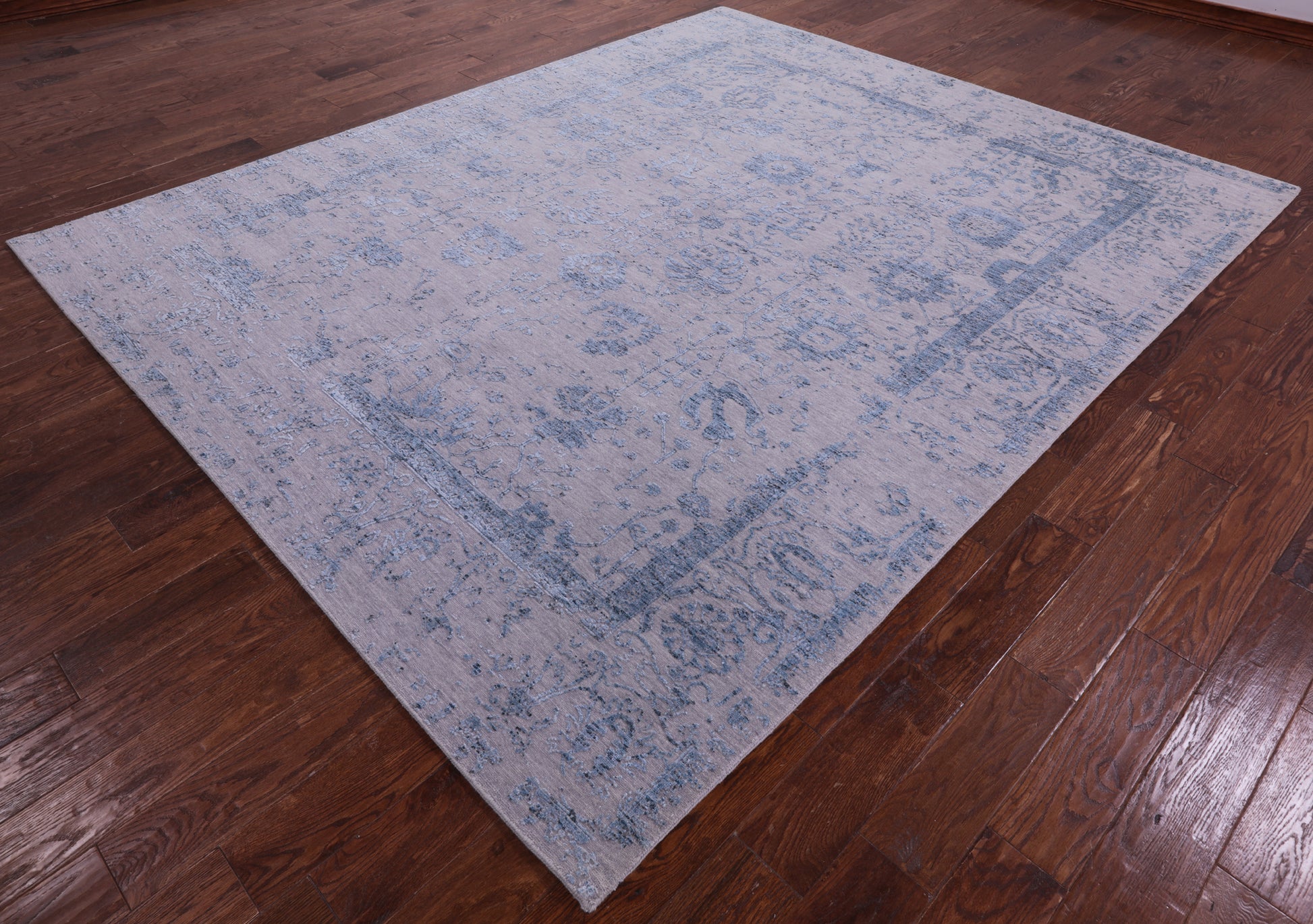 Grey Persian Tabriz Hand Knotted Wool & Silk Rug - 7' 11" X 9' 8" - Golden Nile