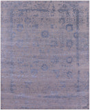 Grey Persian Tabriz Hand Knotted Wool & Silk Rug - 7' 11" X 9' 11" - Golden Nile