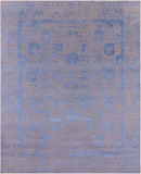 Grey Persian Hand Knotted Wool & Silk Rug - 8' 0" X 9' 11" - Golden Nile