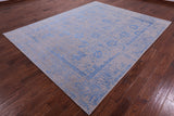 Grey Persian Hand Knotted Wool & Silk Rug - 8' 0" X 9' 11" - Golden Nile