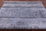 Grey Persian Tabriz Hand Knotted Wool & Silk Rug - 8' 0" X 10' 0" - Golden Nile
