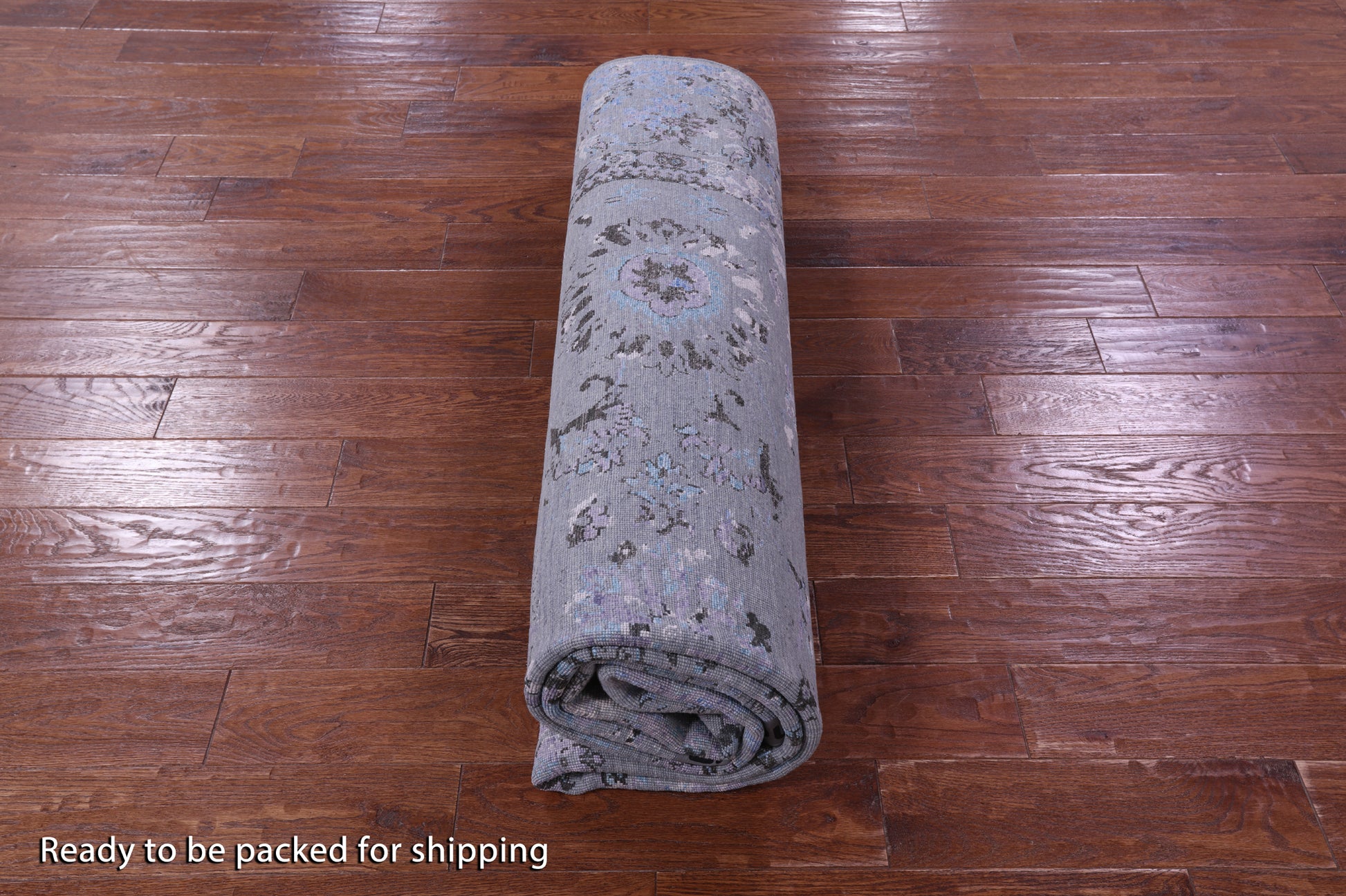Grey Persian Tabriz Hand Knotted Wool & Silk Rug - 8' 0" X 10' 0" - Golden Nile
