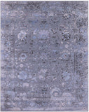 Grey Persian Tabriz Hand Knotted Wool & Silk Rug - 8' 0" X 10' 0" - Golden Nile