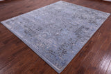 Grey Persian Tabriz Hand Knotted Wool & Silk Rug - 8' 0" X 10' 0" - Golden Nile