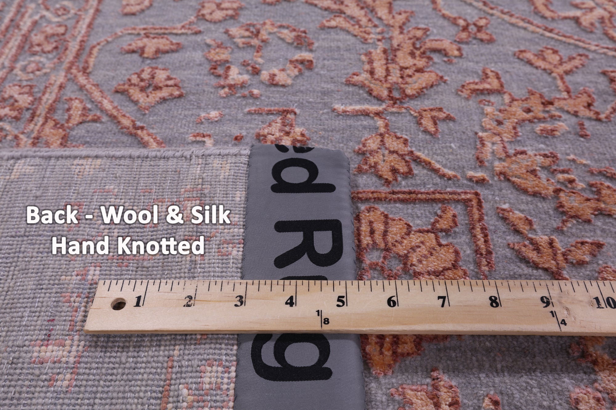 Grey Persian Fine Serapi Hand Knotted Wool & Silk Rug - 8' 0" X 10' 1" - Golden Nile