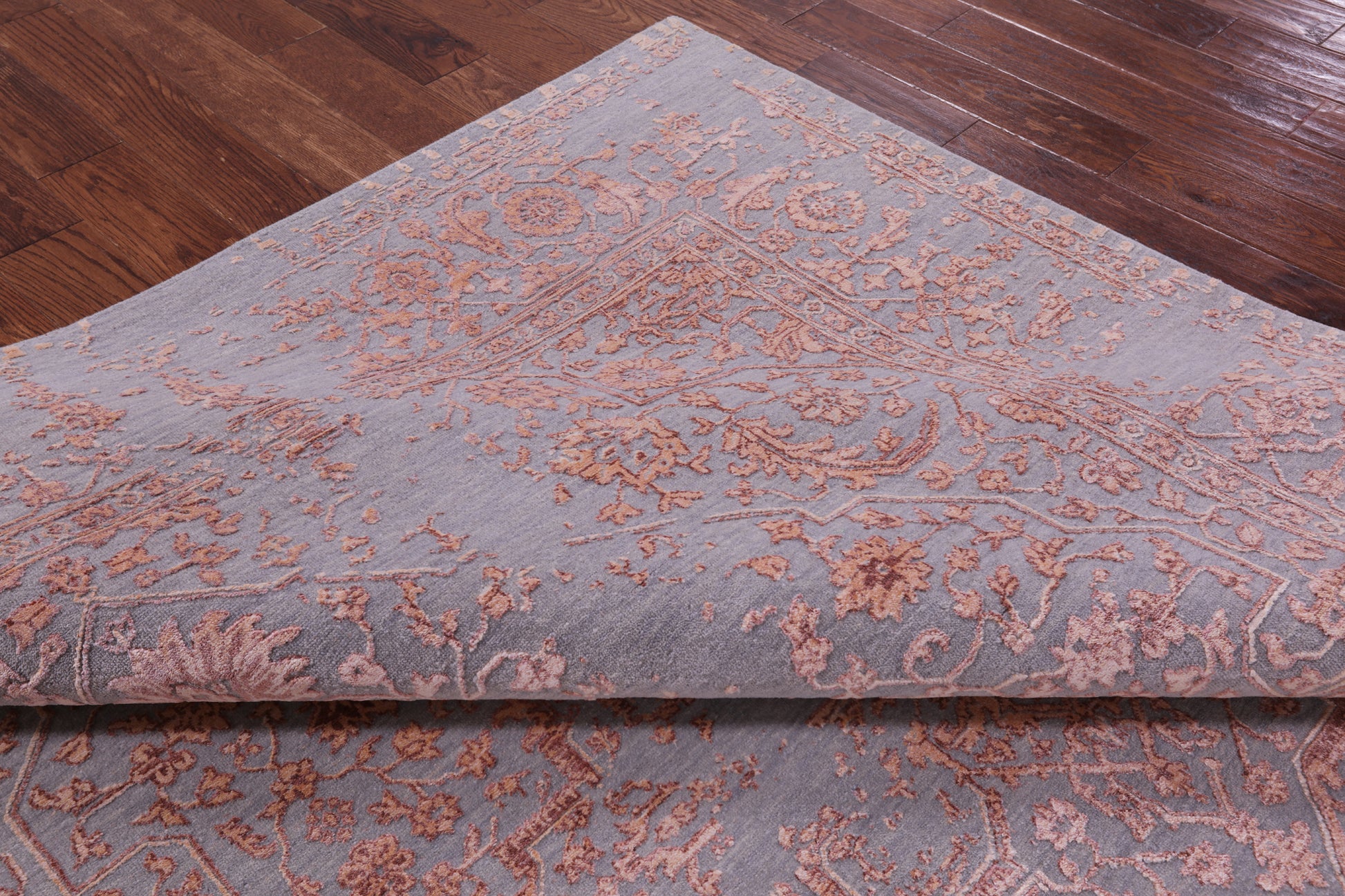 Grey Persian Fine Serapi Hand Knotted Wool & Silk Rug - 8' 0" X 10' 1" - Golden Nile