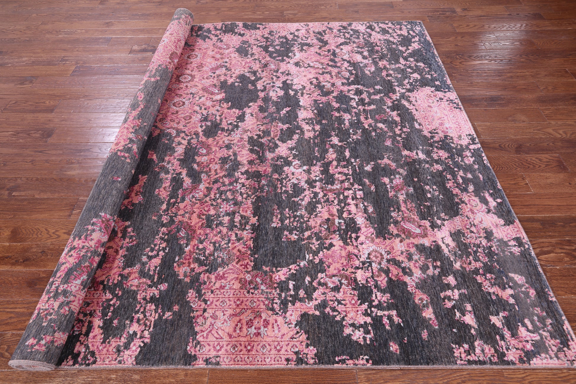 Abstract Contemporary Handmade Wool & Silk Rug - 8' 0" X 10' 0" - Golden Nile