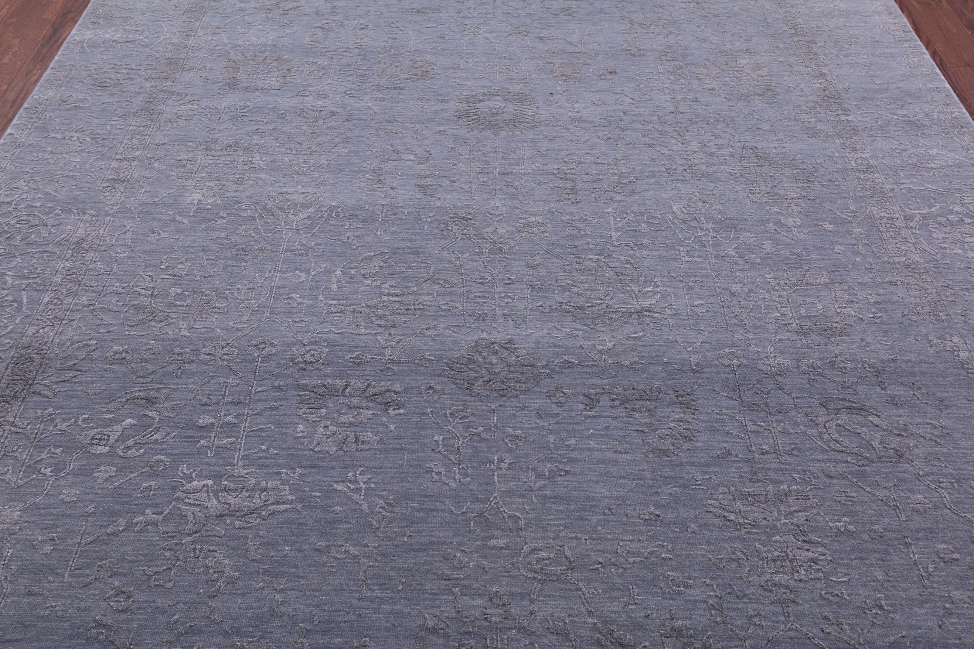 Grey Persian Tabriz Hand Knotted Wool & Silk Rug - 8' 0" X 9' 8" - Golden Nile