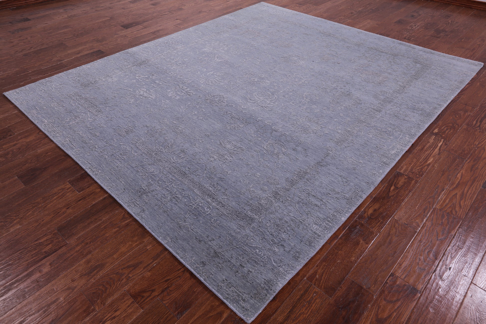 Grey Persian Tabriz Hand Knotted Wool & Silk Rug - 8' 0" X 9' 8" - Golden Nile