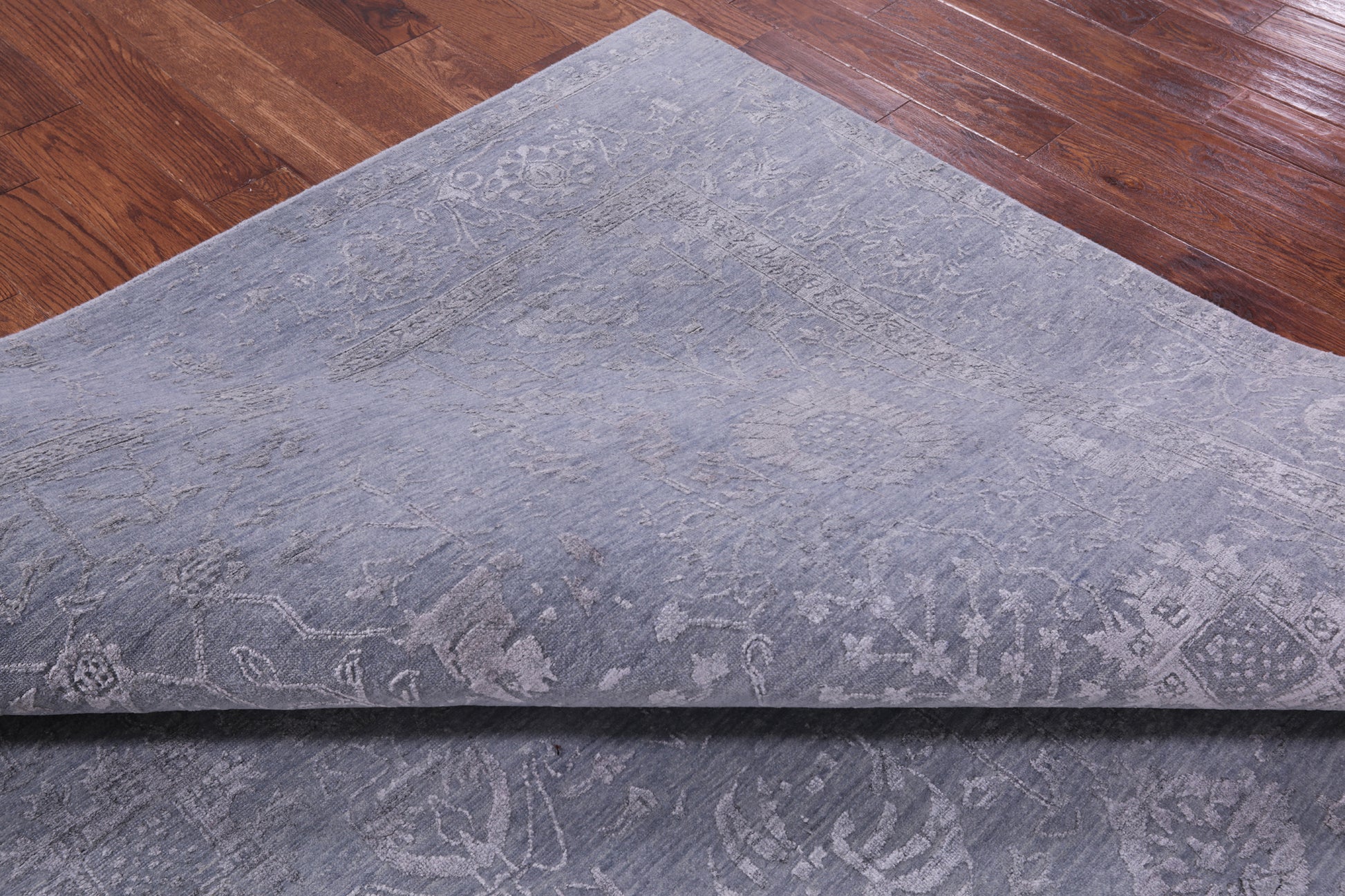 Grey Persian Tabriz Hand Knotted Wool & Silk Rug - 8' 0" X 9' 8" - Golden Nile