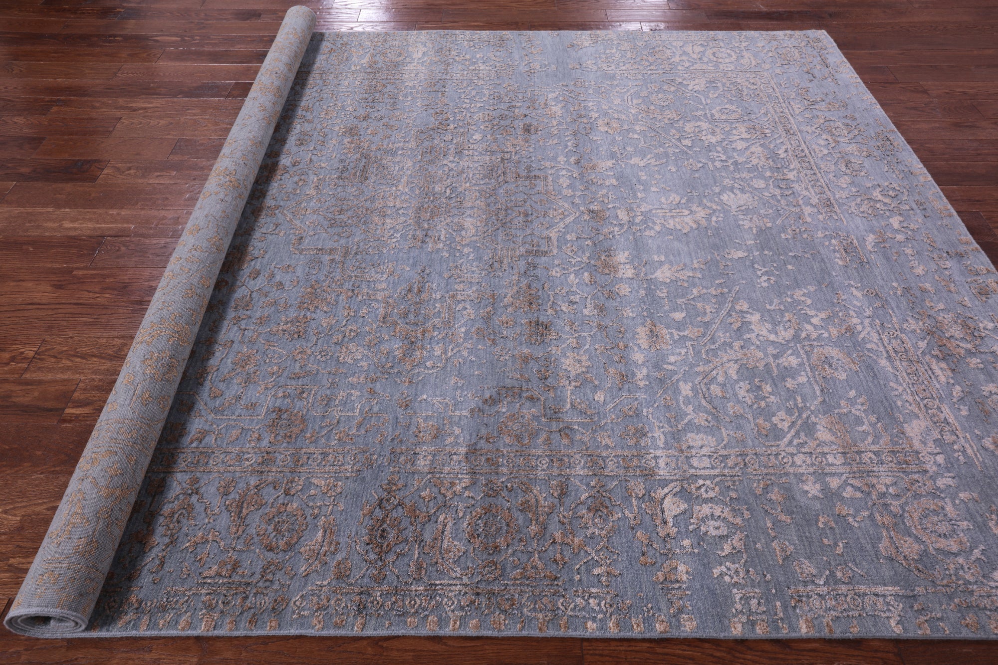 Persian Fine Serapi Hand Knotted Wool & Silk Rug - 7' 10" X 10' 0" - Golden Nile
