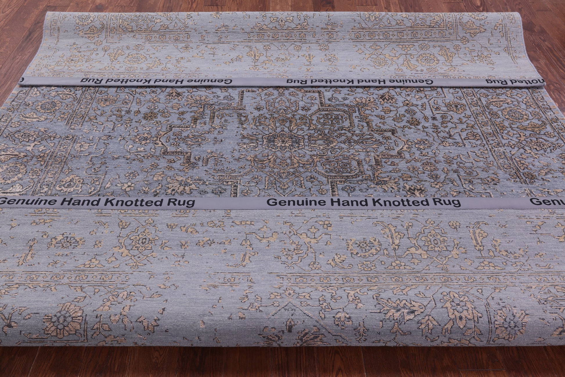 Persian Fine Serapi Hand Knotted Wool & Silk Rug - 8' 0" X 9' 10" - Golden Nile