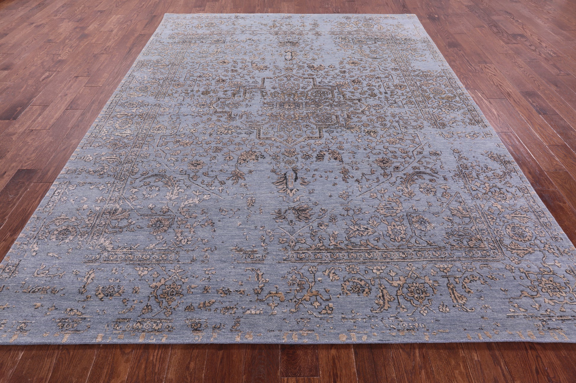 Persian Fine Serapi Hand Knotted Wool & Silk Rug - 8' 0" X 9' 10" - Golden Nile