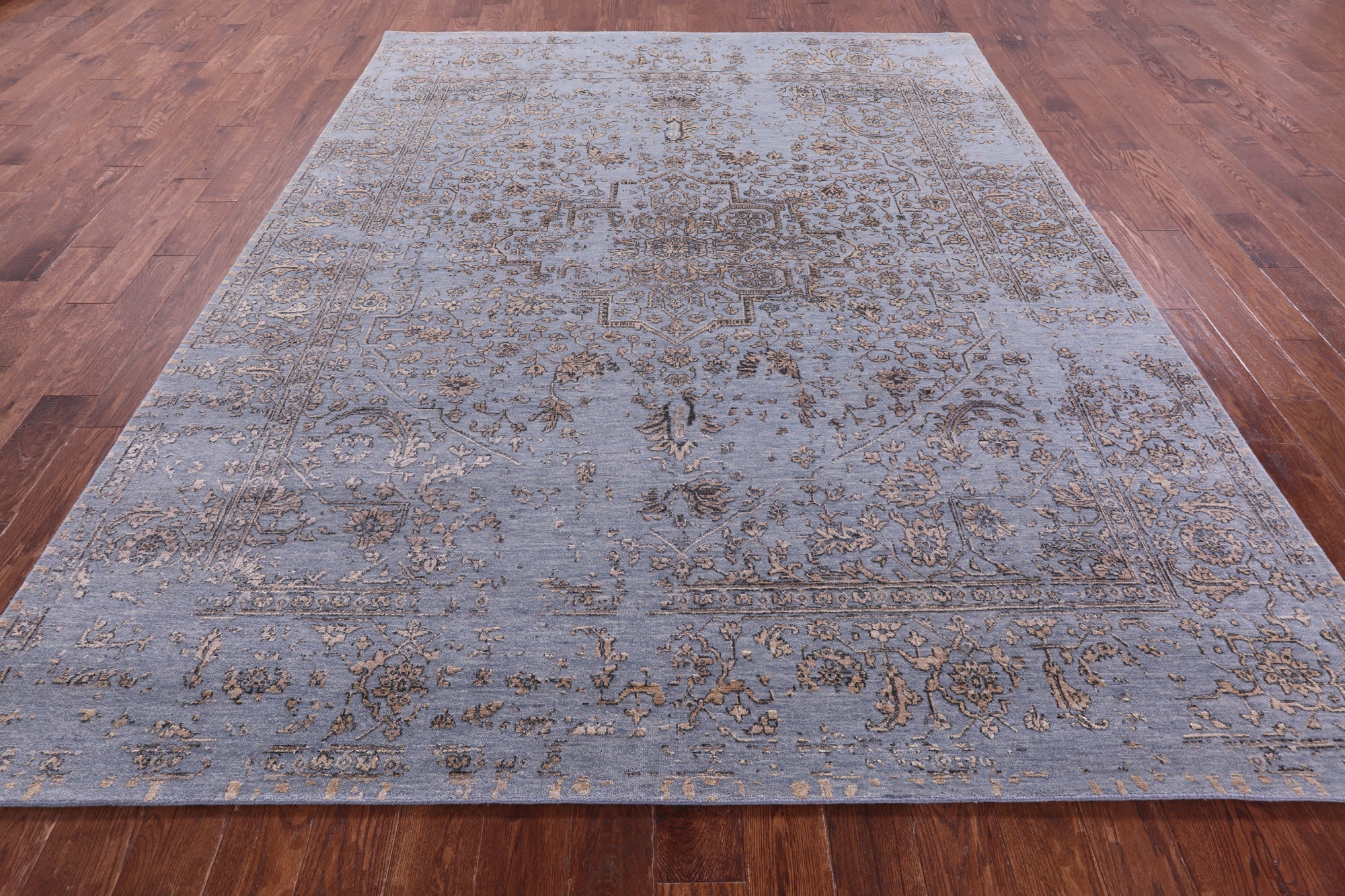 Persian Fine Serapi Hand Knotted Wool & Silk Rug - 8' 0" X 9' 10" - Golden Nile