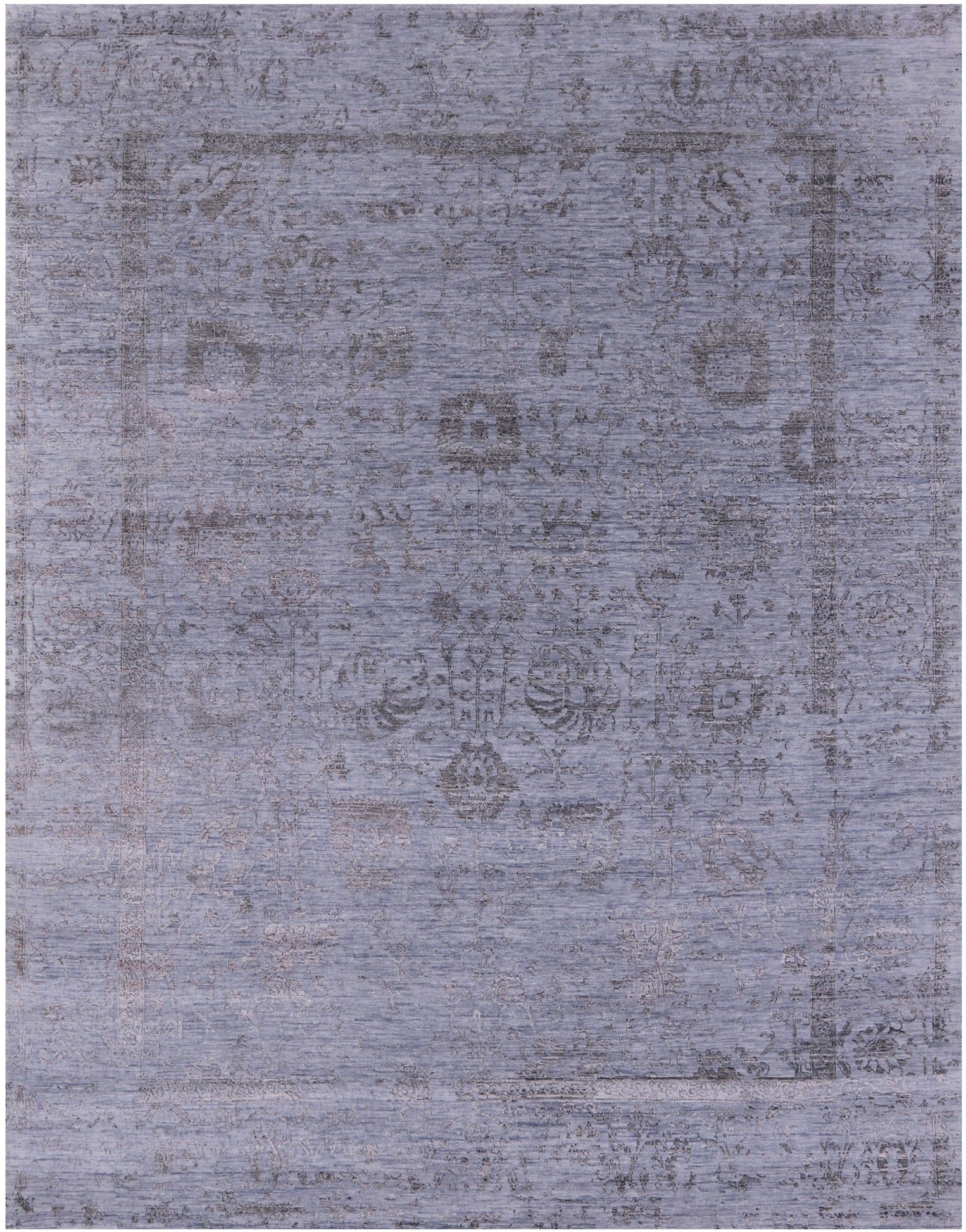 Blue Persian Tabriz Hand Knotted Wool & Silk Rug - 7' 11" X 10' 2" - Golden Nile