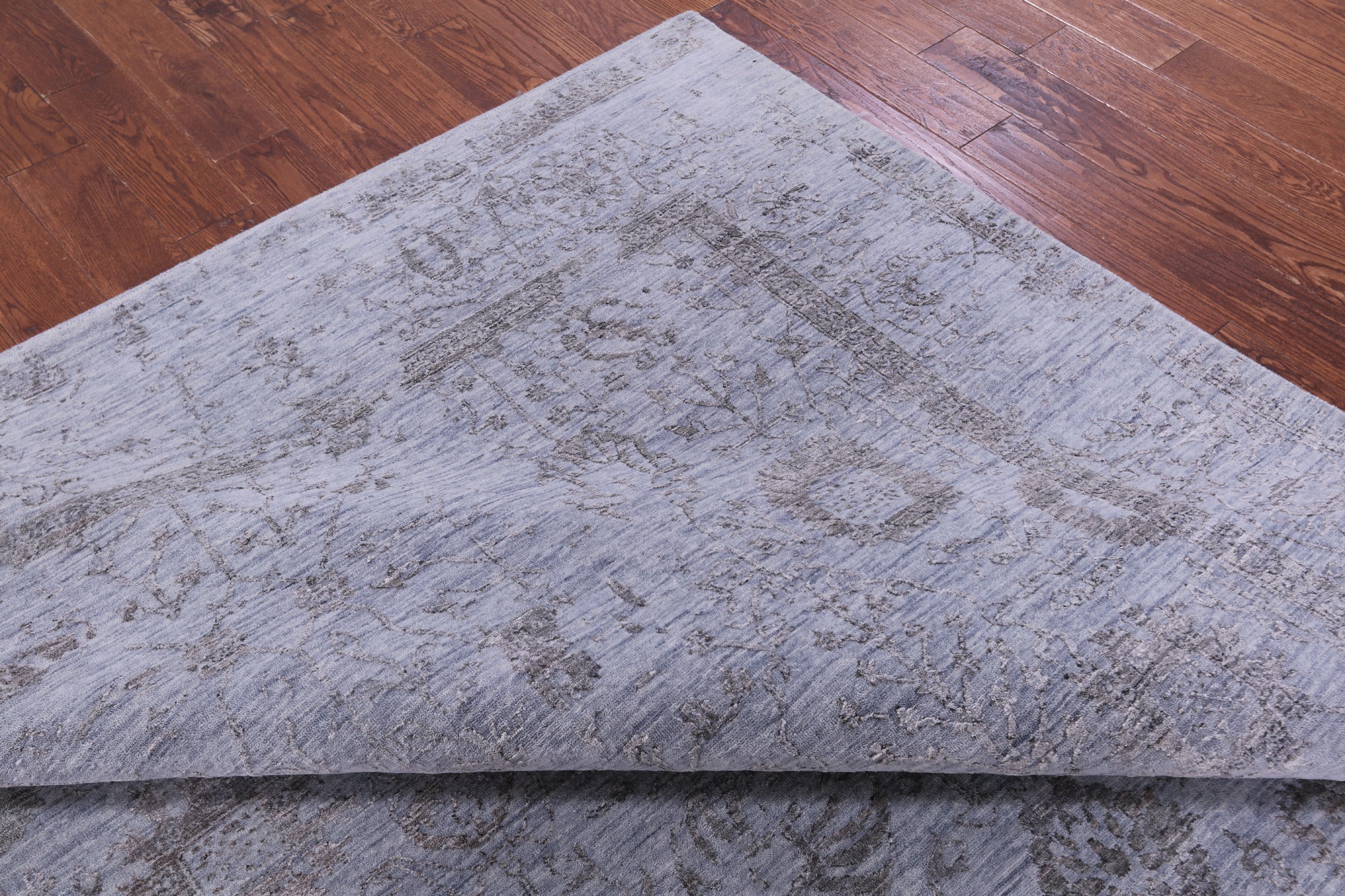 Blue Persian Tabriz Hand Knotted Wool & Silk Rug - 7' 11" X 10' 2" - Golden Nile