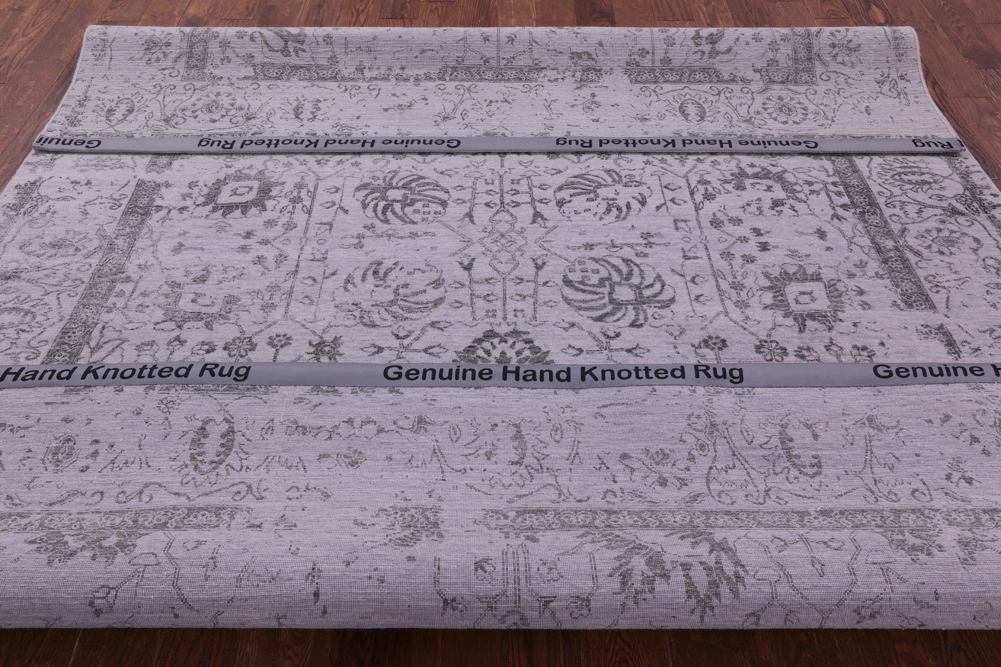 Grey Persian Tabriz Hand Knotted Wool & Silk Rug - 8' 0" X 10' 0" - Golden Nile
