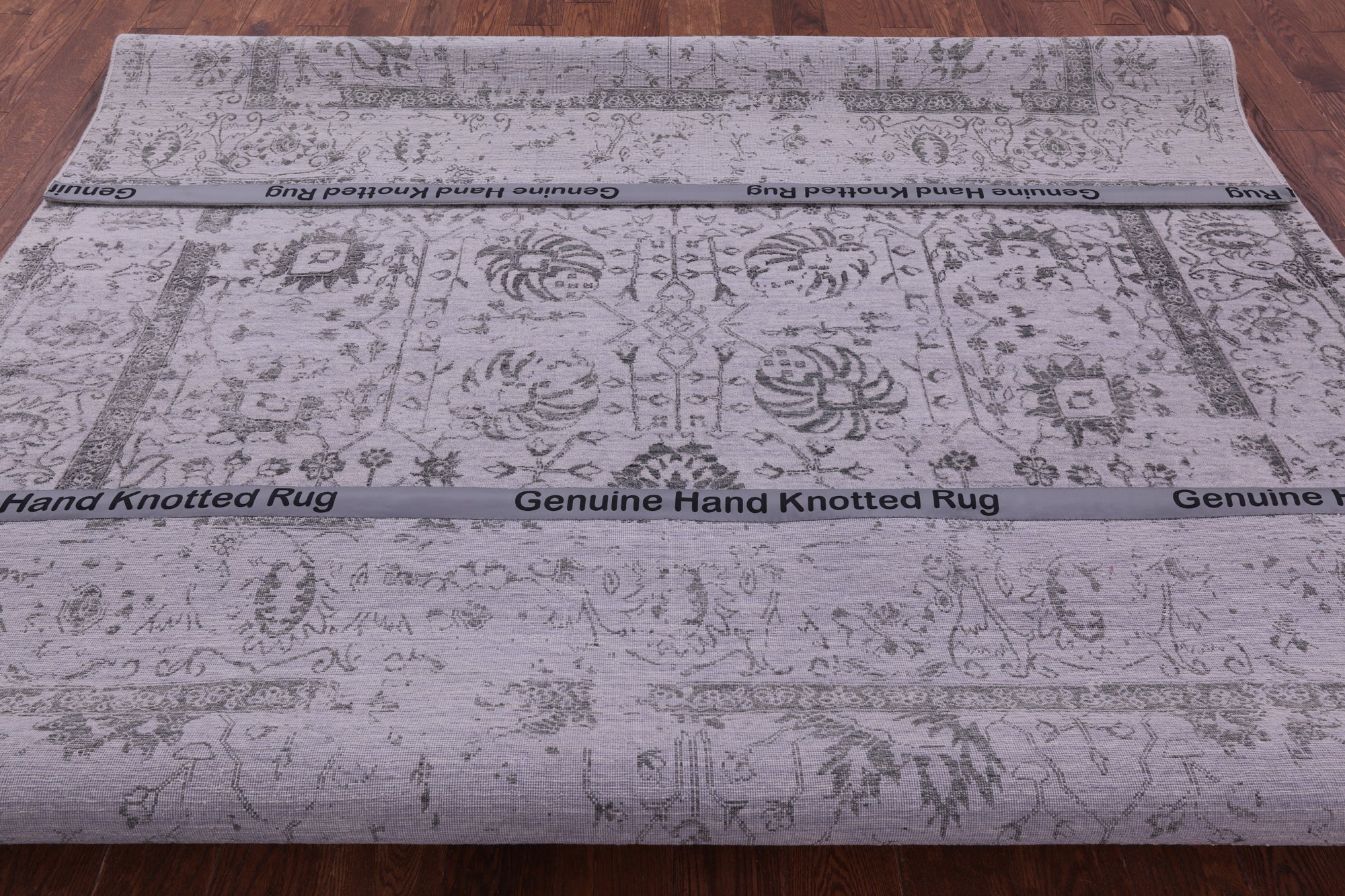Grey Persian Tabriz Hand Knotted Wool & Silk Rug - 8' 0" X 10' 0" - Golden Nile