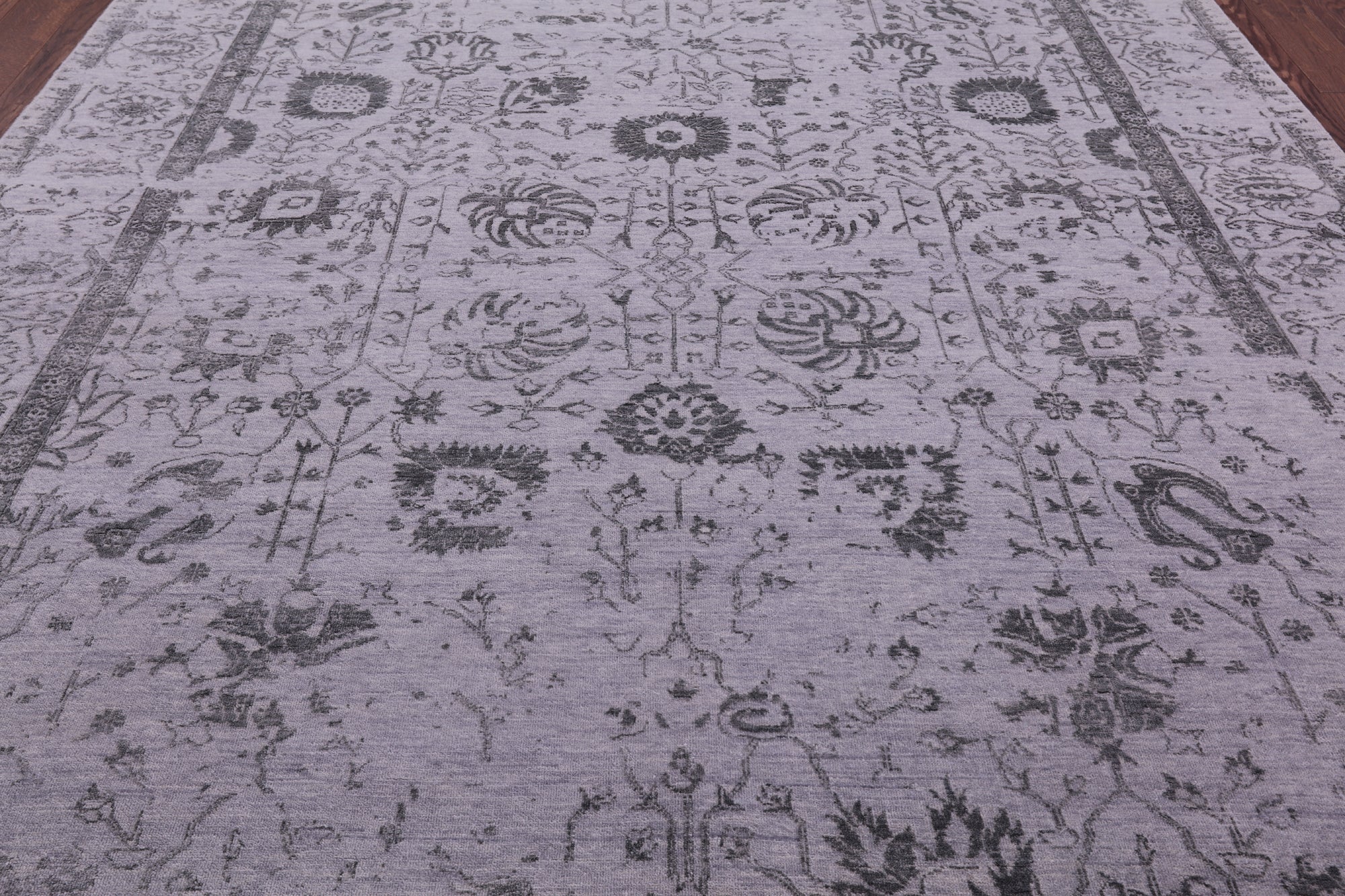 Grey Persian Tabriz Hand Knotted Wool & Silk Rug - 8' 0" X 10' 0" - Golden Nile