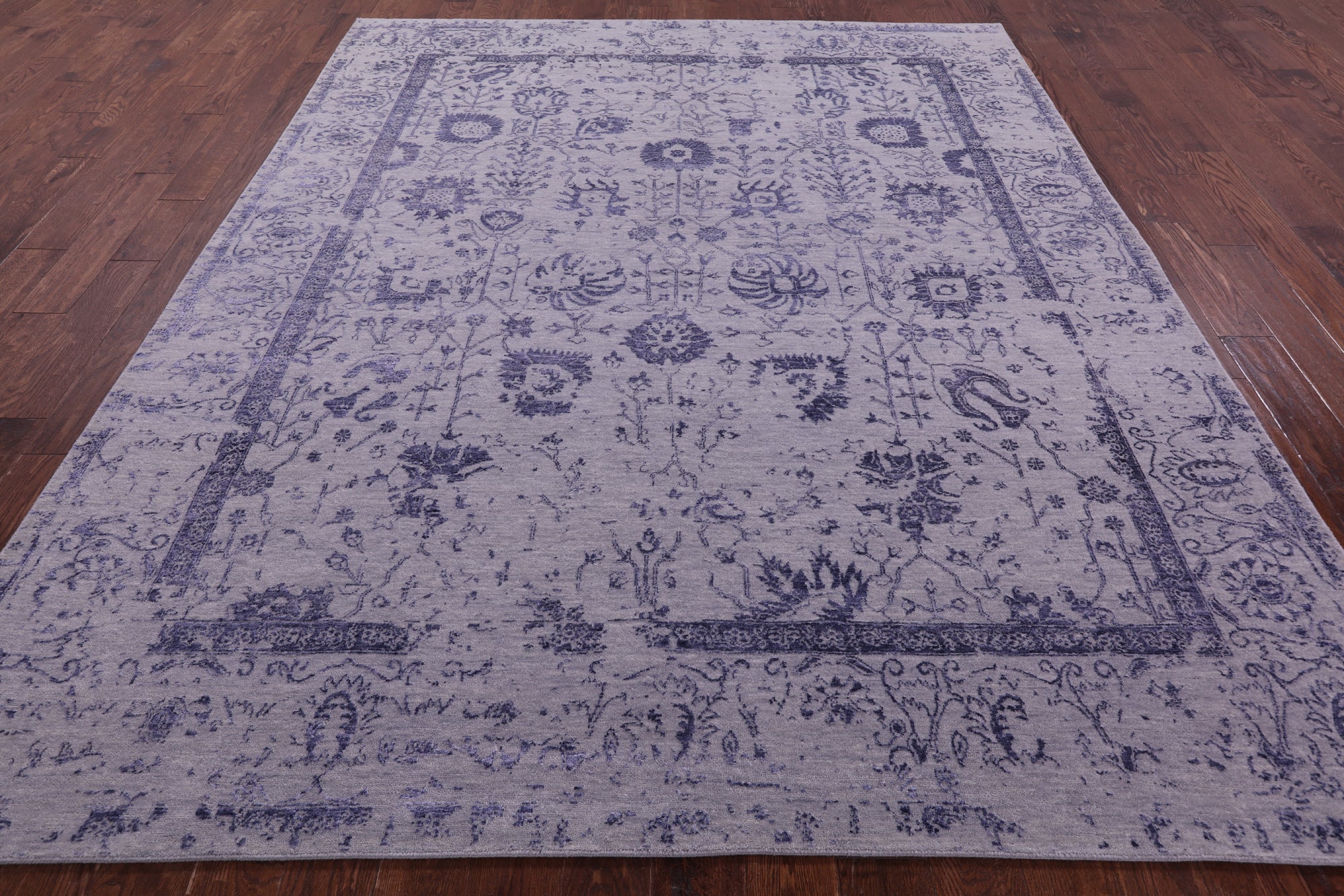 Grey Persian Tabriz Hand Knotted Wool & Silk Rug - 7' 11" X 9' 8" - Golden Nile