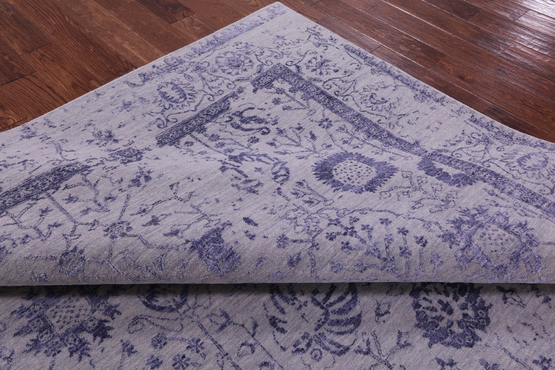 Grey Persian Tabriz Hand Knotted Wool & Silk Rug - 7' 11" X 9' 8" - Golden Nile