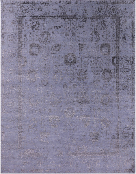 Grey Persian Tabriz Hand Knotted Wool & Silk Rug - 7' 11" X 10' 3" - Golden Nile