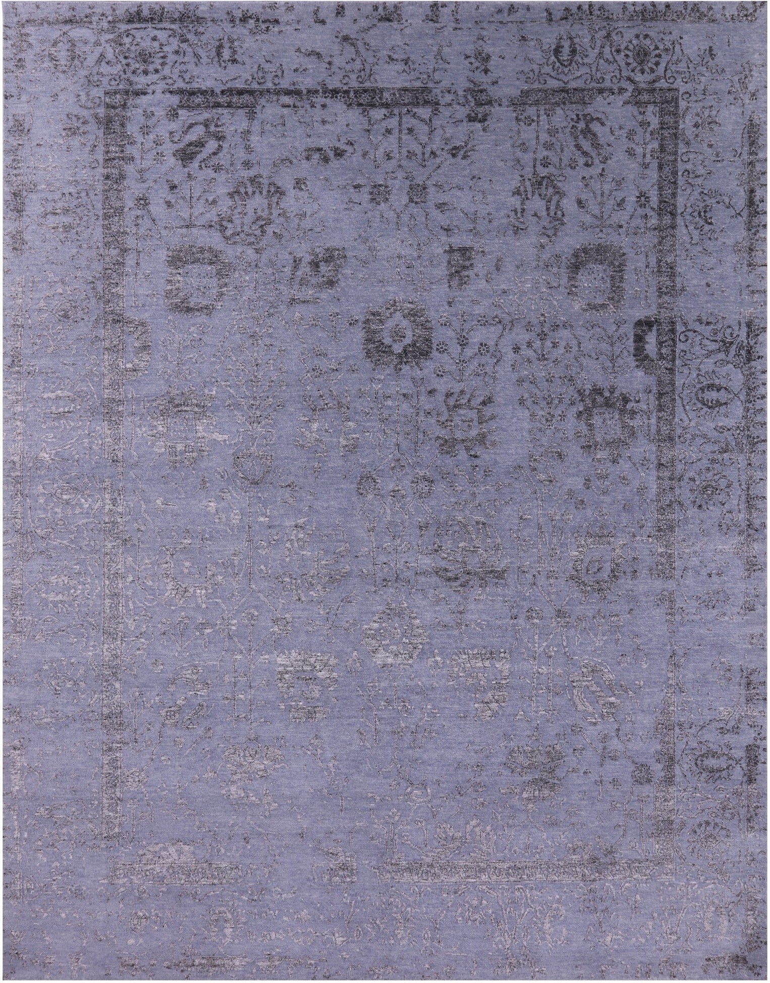 Grey Persian Tabriz Hand Knotted Wool & Silk Rug - 7' 11" X 10' 3" - Golden Nile